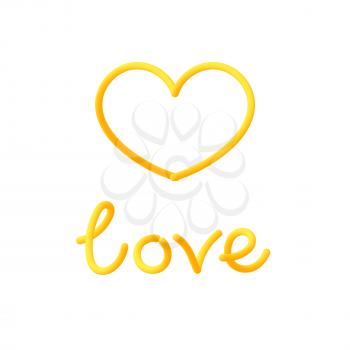 Love and heart painted with beautiful curved lines. Vector illustration .