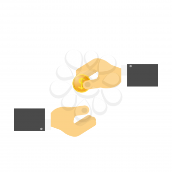 A rich person gives alms to a poor person. Vector illustration .