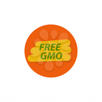 The inscription on the label is FREE GMO. Vector illustration .