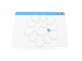 Mockup of computer internet browser on a white background. 3d render illustration.