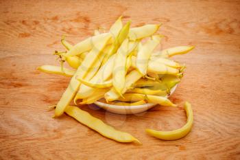 Fresh Yellow Kidney Beans In A Bowl Board Over Wood Background