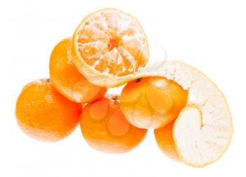 Fresh mandarin citrus isolated tangerine mandarine orange in heap on white background. Healthy food concept