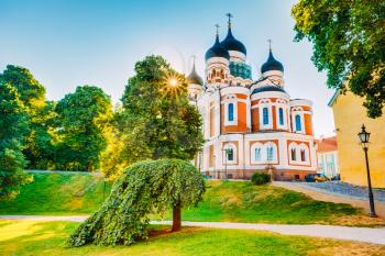 Alexander Nevsky Cathedral, An Orthodox Cathedral Church In The Tallinn Old Town, Estonia. Summer Time