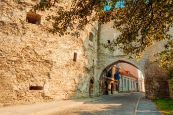 Entrance To Old Town Sea Gate In Tallinn, Estonia