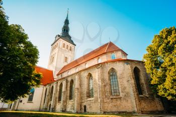 White Old Medieval Former St. Nicholas Church (Niguliste) In Tallinn, Estonia