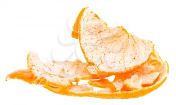 Tangerine Orange Mandarin Fruit Peel Isolated On White Background
