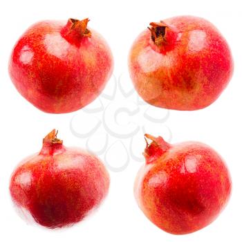 Ripe Pomegranate Fruit Isolated On White Background, Set, Collage