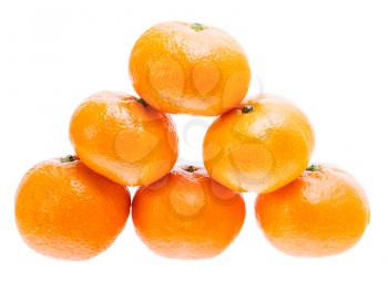 Fresh Mandarin Citrus Isolated Tangerine Mandarine Orange In Heap On White Background. Healthy Food Concept