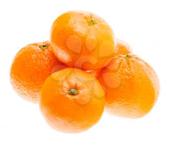 Tasty Sweet Tangerine Orange Mandarin Fruit Isolated On White Background