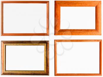Vintage Picture Frame, Wood Plated, White Background. Set, Collage.