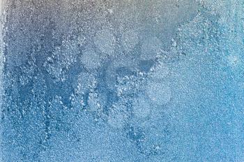 Blue Ice Abstract Natural Background Frost Patterns On Window Glass