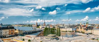 Scenic Summer Aerial Panorama Of Old Town In Stockholm, Sweden