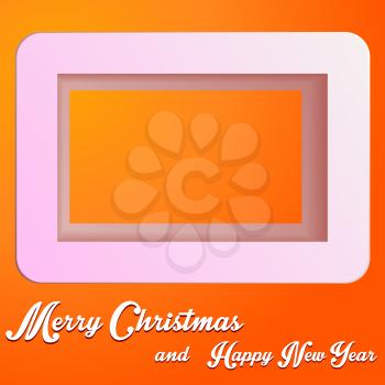 Christmas paper cut square with text on orange backgraund