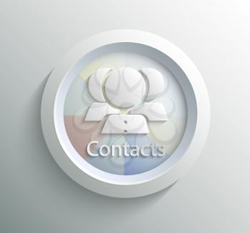 App icon metal contacts with shadow on technology circle and grey background