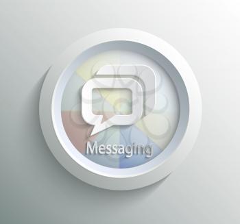 App icon metal message with shadow on technology circle and grey background