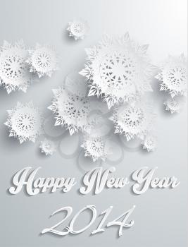 Paper snowflakes Happy New Year text