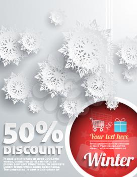 Merry Christmas Background Discount Percent with Snowflake and Ball