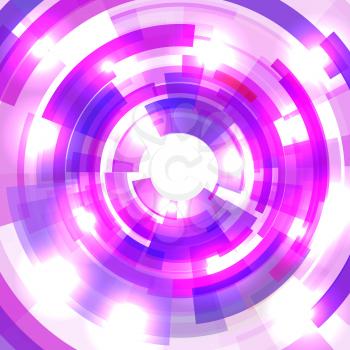 Shining blue circle tunnel. Abstract pink background