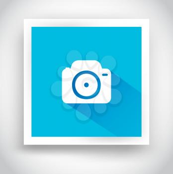 Icon of camera for web and mobile applications. Flat design with long shadow