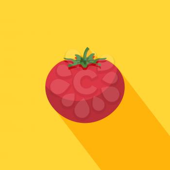 Tomato icon with shadow in flat design