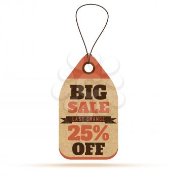 Price tags in vintage style. Big sale tags, labels with text and number percent