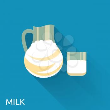 Milk icon with shadow in flat design