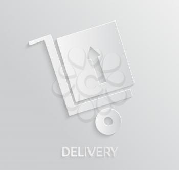 Delivery service 24 hours . Cargo truck symbol. App icon of the trolley with the goods which have delivered