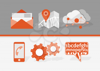 Icons for web and mobile applications. Navigation, communication, tools, cloud storage