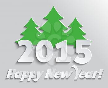 2015 Happy New Year greeting card.  Celebration background with Christmas tree