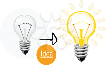 Idea concept with lightbulb on white background