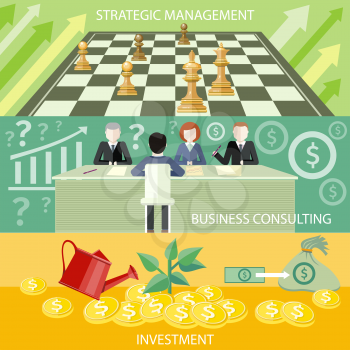 Money tree with coins watered from watering can. Investment concept. Business partners sitting at table and discussing documents and ideas at meeting. Business consulting. Business strategic managemen