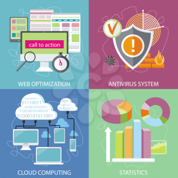 Charts graphs and parameters. Statistic business concept of analytics. Shield antivirus. Antivirus system. Cloud services concept. SEO optimization, programming process and web analytics elements in f