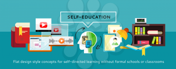 Human resources and self-education and development. Modern business concept with icons for self learning. Can be used for web banners, marketing and promotional materials, presentation templates 