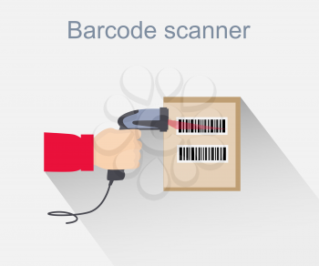 Barcode scanner icon design style. Barcode scanning, barcode reader, barcode scanner icon, reader for retail, data label, laser digital, identification scan information, scanning sale illustration