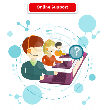 Online support. 24h all the time customer support center via phone mail operator service icons concept. Support, online chat, online help, online, live chat, live support, customer service