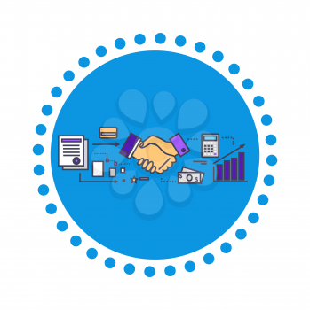 Business partners icon flat design. Partnership and teamwork, contract and deal, handshake and collaboration, professional corporate, startup and growth illustration