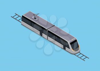 Vector isometric of subway train. Vehicles designed to carry large numbers of passengers. High speed inter-city commuter train. Isometric train. Vector public electric transport. Isometric transport