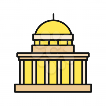 Icon building flat design isolated. Construction and house, building construction, architecture government, dome and federal landmark, politics and congress illustration