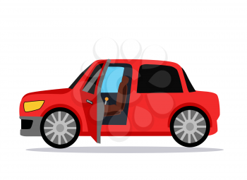 Car icon. Car icon object. Car logo. Car Icon giraphic. Red car. Auto car flat style. Car with shadow. Car on white background. Concept car. New car. Vector logo car. Buy car. Rent car. Car open door