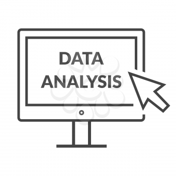Marketing data analytics analyzing statistics chart. Data analysis seo concept. Monitor with text Data Analysis. Isolated data analysis icon  Flat icon modern design style vector illustration concept.