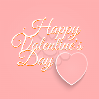 Valentines day vintage lettering background. Happy Valentines Day card. Happy Valentines Day lettering on pink background. Valentines day card with text and heart. Romantic lettering with pink heart