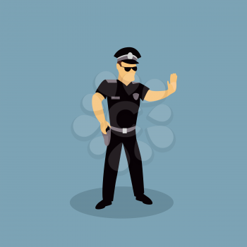 Profession police character design flat. Police profession, police officer, policeman or cop, security police, uniform man police, officer police, occupation police, job authority police illustration