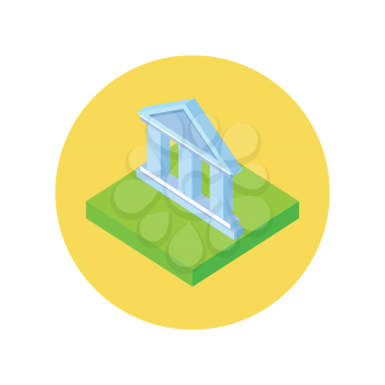 Isometric bank office symbol icon. Banking concept in flat design. 3d bank building, finance house, money home icon, banker bank interior, business house. Isometry bank icon. Vector illustration