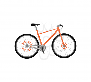 Bicycle icon design flat isolated. Bike and orange bycicle, cycling race sport. Mountain bicycle, travel bicycle vector illustration