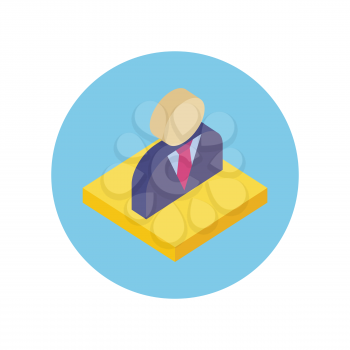 Isometric office worker design icon. 3d office space, business person, man office worker, manager office worker icon, businessman avatar vector illustration