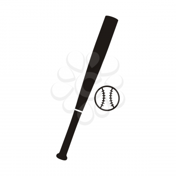 Baseball bat and ball monochrome icon. Baseball game bat, emblem baseball, sport softball game, badge baseball, american game. Vector illustration