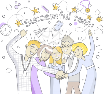 Successful team people design flat. Success team and business success, team work and team spirit, business team, team goal, business people teamwork and worker partnership vector illustration