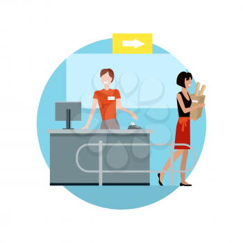 People in supermarket interior design. People shopping, supermarket shopping, marketing people, market shop interior, customer in mall, retail store vector illustration