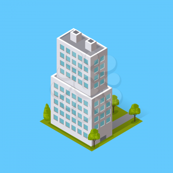 Skyscraper logo building icon. Building and isolated skyscraper, tower and office city architecture, house business building logo, apartment office vector illustration