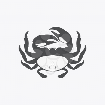 Funny cartoon crab icon isolated. Vector illustration